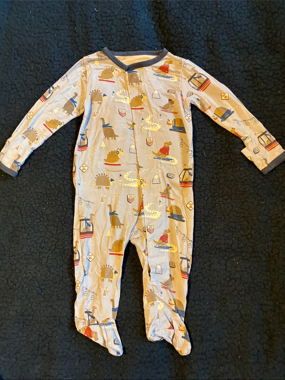 Magnetic Me blue Footed One-Piece with Dino & Adventure Print